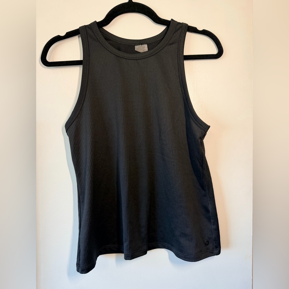 Calia Black Ribbed High-Neck Tank Top